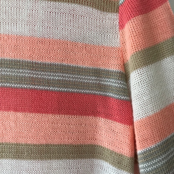 Open front fringe western southwest long cardigan peach stripe printed Sz XS - Picture 3 of 5